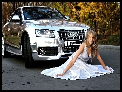 Kobieta, Chrom, Audi S5, Piękna
